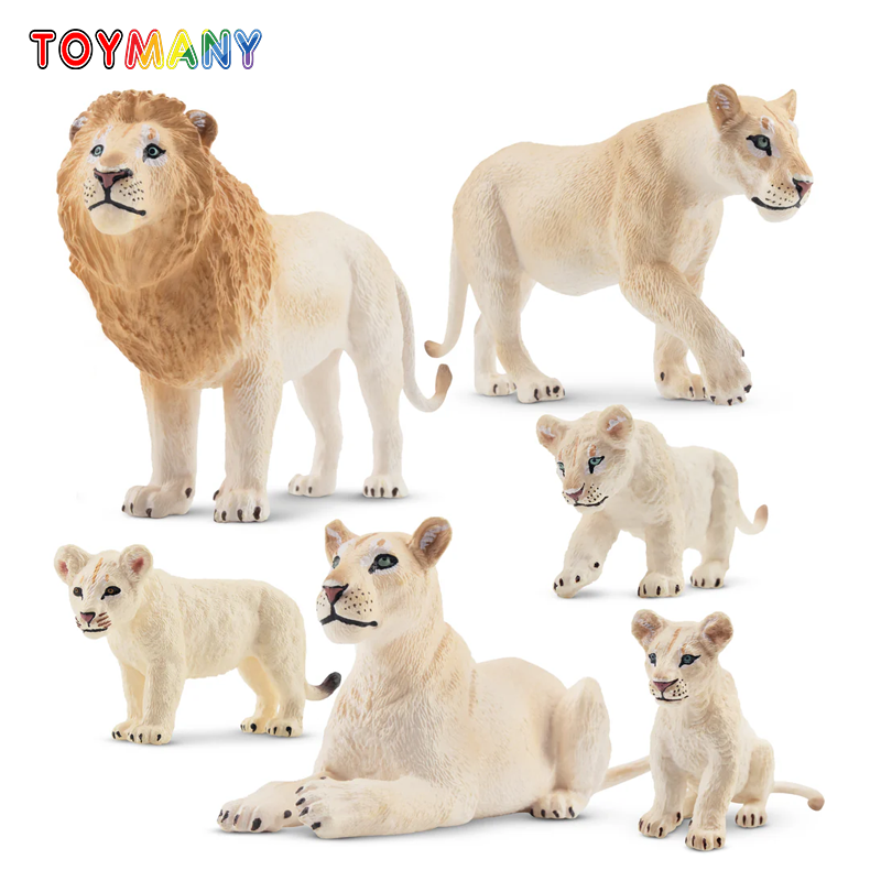 6Pcs Simulation White Lion Fam - огляд і ціна Sandbox Play Set